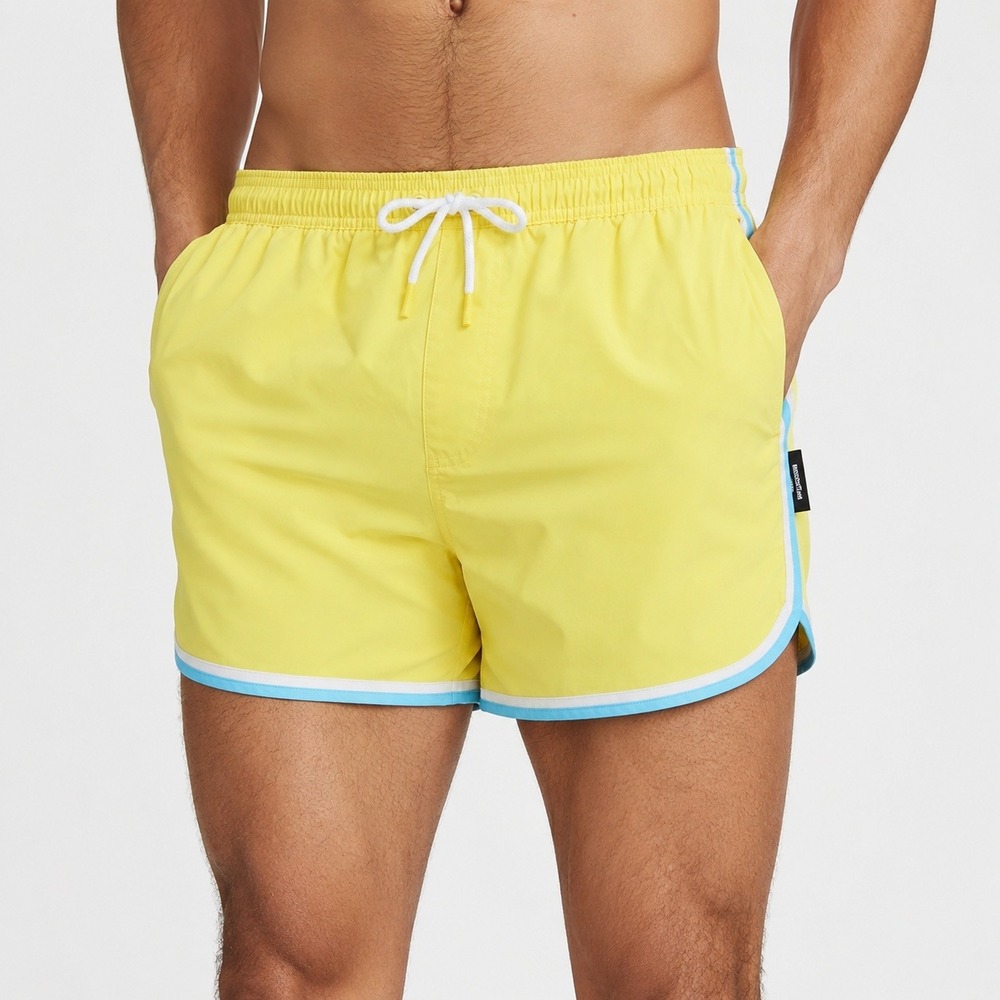 Hot Coals Mens Yellow Swim Trunks Large Mesh Lined Quick Dry UPF 50+ HC15M0024